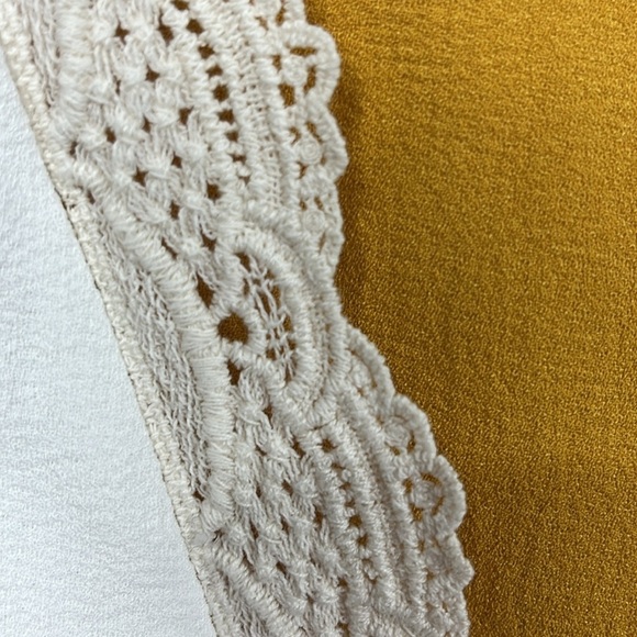 Ces Femme Womens Babydoll Top White Gold Flutter Sleeves Peplum Hem Square Neck - Picture 4 of 11